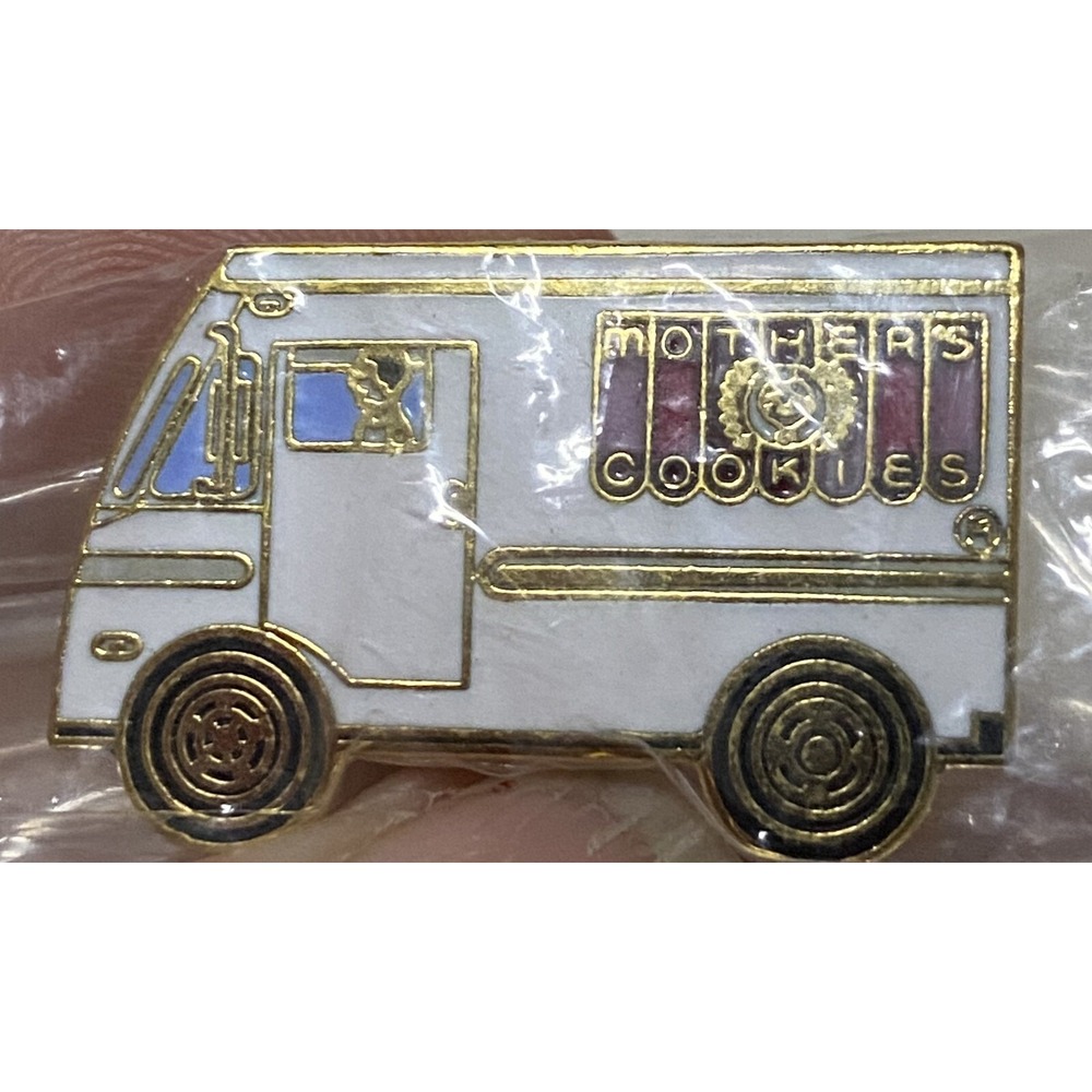 VNTG Mother's Cookies White Van Delivry Truck Advertising Logo Lapel Pin Enamel